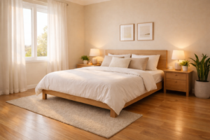 Clutter-free bedroom with clean storage to maintain positive energy as per Vastu