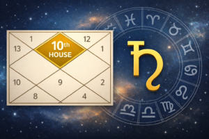 Tenth house and career in astrology showing the 10th house highlighted in a Vedic birth chart
