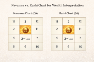 Navamsa placement of 2nd lord for advanced wealth prediction in astrology