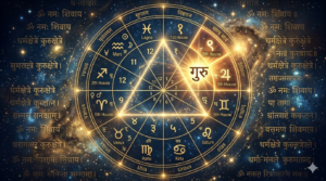 9th house luck highlighted in a Vedic astrology birth chart showing the Dharma Trikona triangle of houses 1, 5, and 9