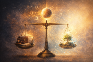 Amatyakaraka representing responsibility, authority, and karmic balance in profession