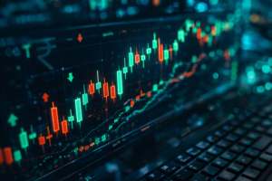 Nifty 50 candlestick chart showing market volatility and stock investment risk in India 2026