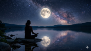 Moon representing mind and emotions in Vedic astrology concept image